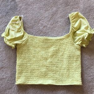 FOREVER 21Cropped Puff Sleeve Smocked Top